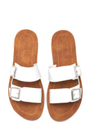 Women's White Double Buckle Slippers | Derimod