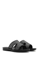 Women's Black Straw Slippers | Derimod