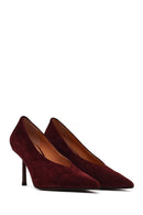 Kadın Bordo İnce Topuklu Süet Deri Stiletto | Derimod