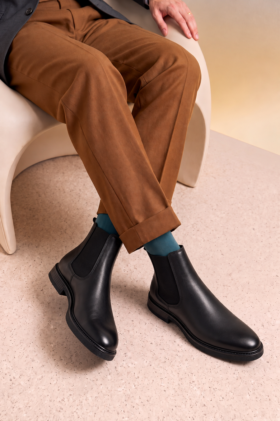 Male Black Leather Chelsea Boots