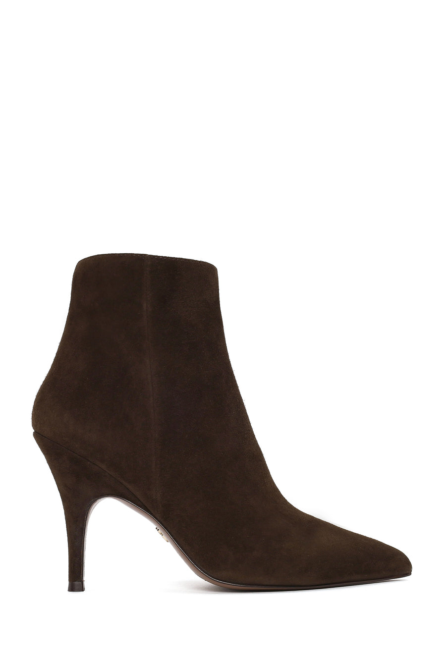 Woman Brown Zip Closure High Thin Heeled Suede Boots WF100007DS | Derimod