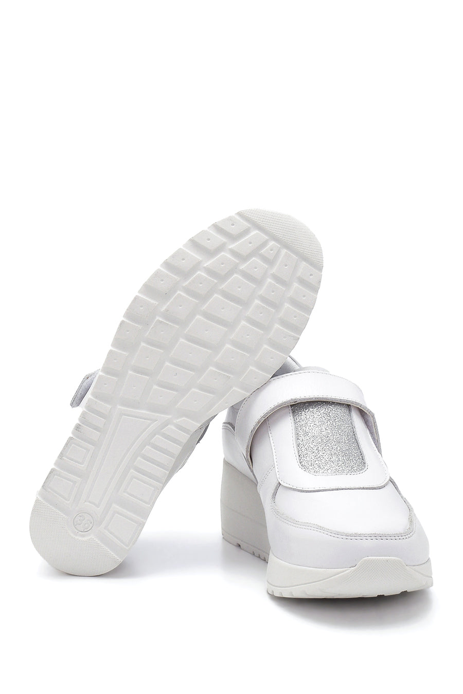 Kadın Beyaz Deri Dolgu Topuk Sneaker