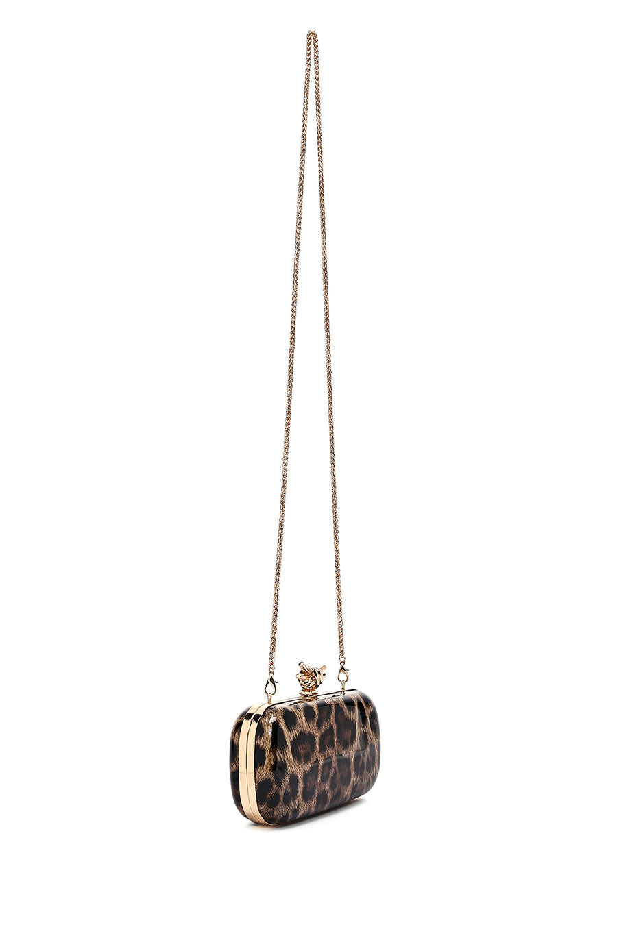 Women's Leopard Pattern Long Chain Strap Mini Box Evening Bag