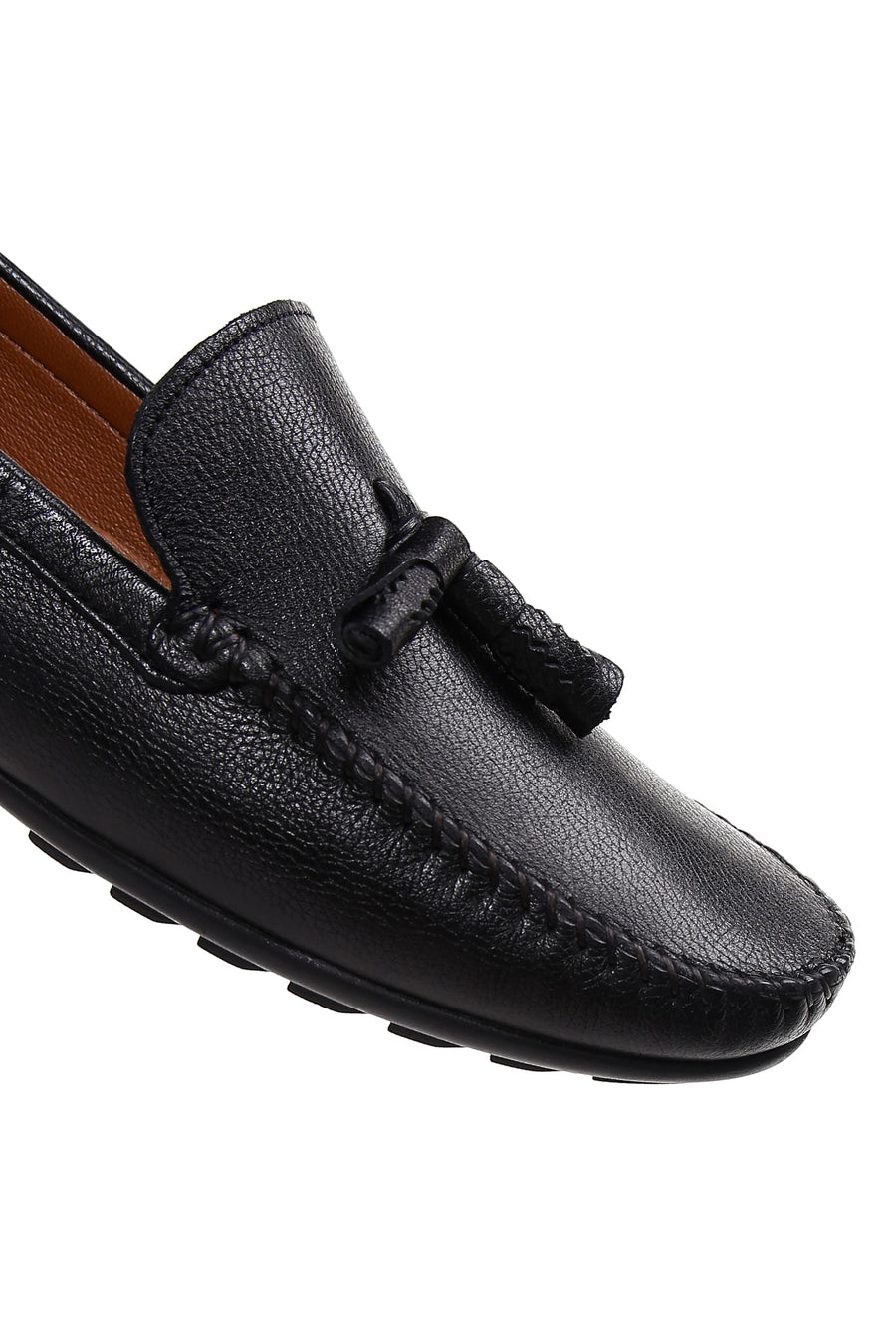 Erkek Siyah Deri Püsküllü Casual Loafer