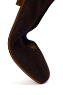 Woman Brown Suede Leather Ballet Flat | Derimod