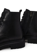 Male Black Lace-up Zip Closure Leather Casual Boots | Derimod