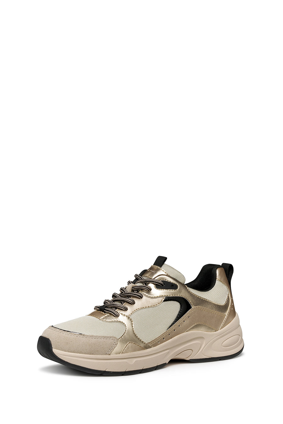 Geox Kadın Bej D Zarvıa A - Mesh+Pearl.Gbk Bağcıklı Kalın Tabanlı Deri Sneaker
