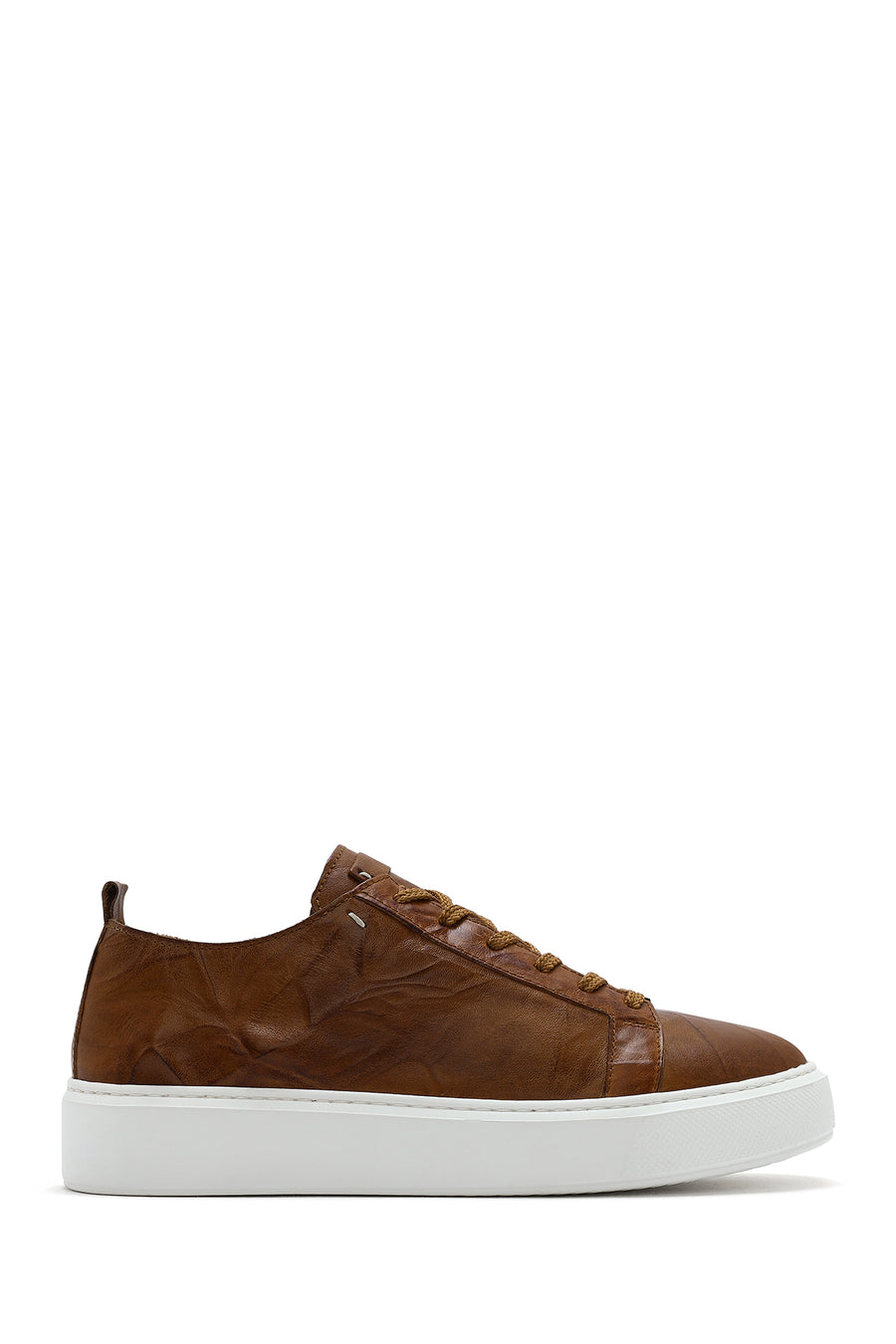Men's Tan Lace-Up Chunky Sole Printed Leather Sneaker 26SFD688326 | Derimod