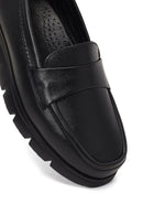 Kadın Siyah Dolgu Topuklu Deri Comfort Loafer | Derimod