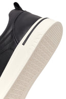 Erkek Siyah Bağcıklı Deri Sneaker | Derimod