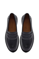 Woman Black Leather Masculine Loafer | Derimod