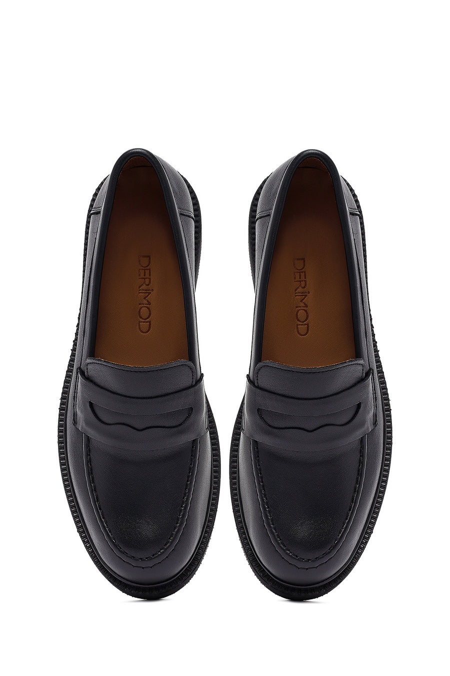 Woman Black Leather Masculine Loafer
