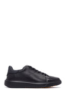 Erkek Siyah Bağcıklı Kalın Tabanlı Deri Sneaker | Derimod