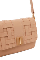 Woman Beige Long-Strap Knitted Crossbody Bag | Derimod