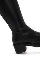 Woman Black Zip Closure Chunky Heeled Leather Boots | Derimod