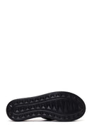 Woman Black Thick-Soled Leather Slipper | Derimod