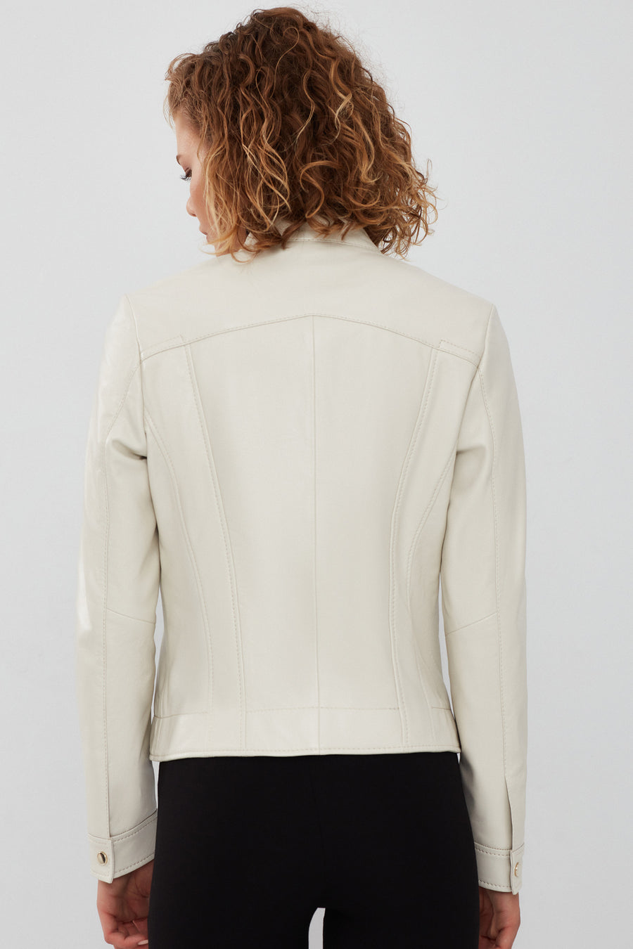 Marlyn Women's Beige Short Leather Jacket