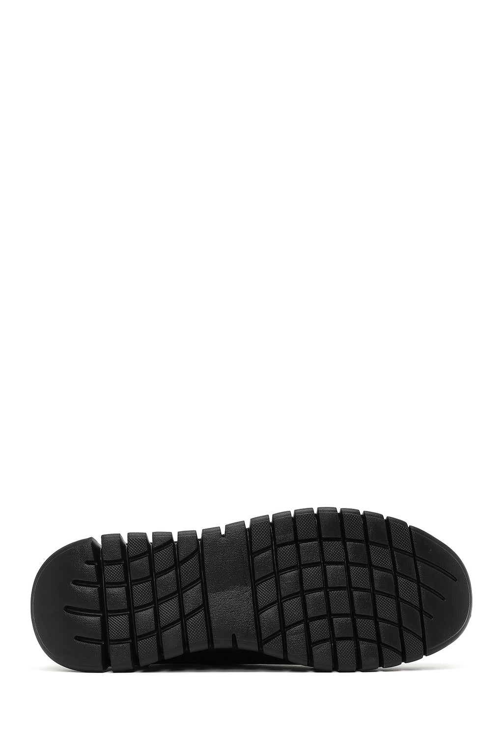 Erkek Siyah Bağcıklı Kalın Tabanlı Deri Casual Sneaker