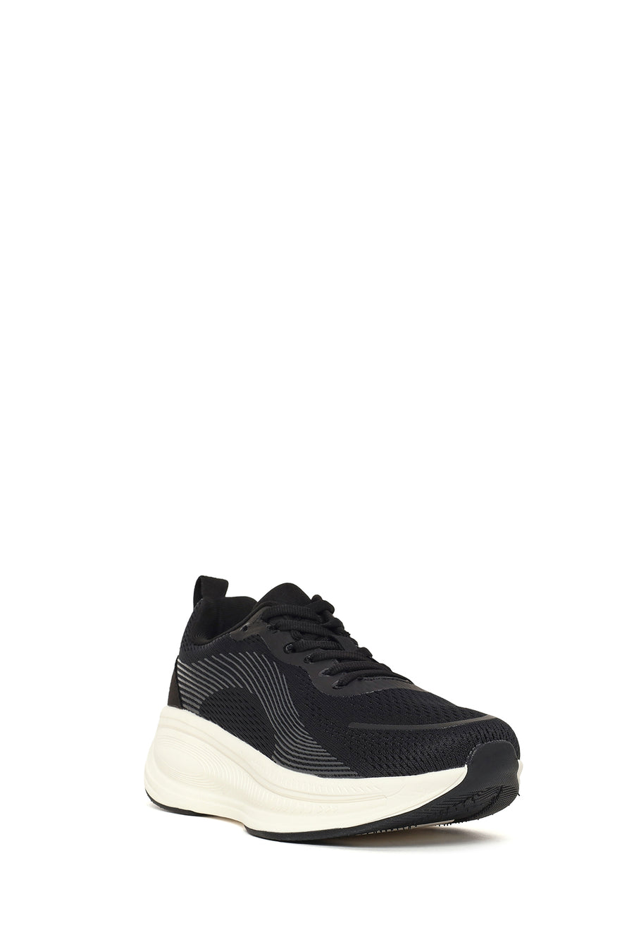 Derimod Zero Woman Black Lace-Up Thick-Soled Fabric Sneakers