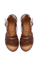 Women's Brown Leather Flat Bodrum Sandals | Derimod