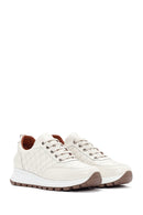 Kadın Bej Deri Kapitone Sneaker | Derimod