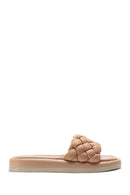 Women's Beige Knitted Comfort Slippers | Derimod