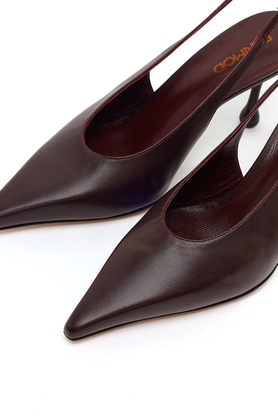 Women's Burgundy High-Heeled Open-Back Leather Shoes