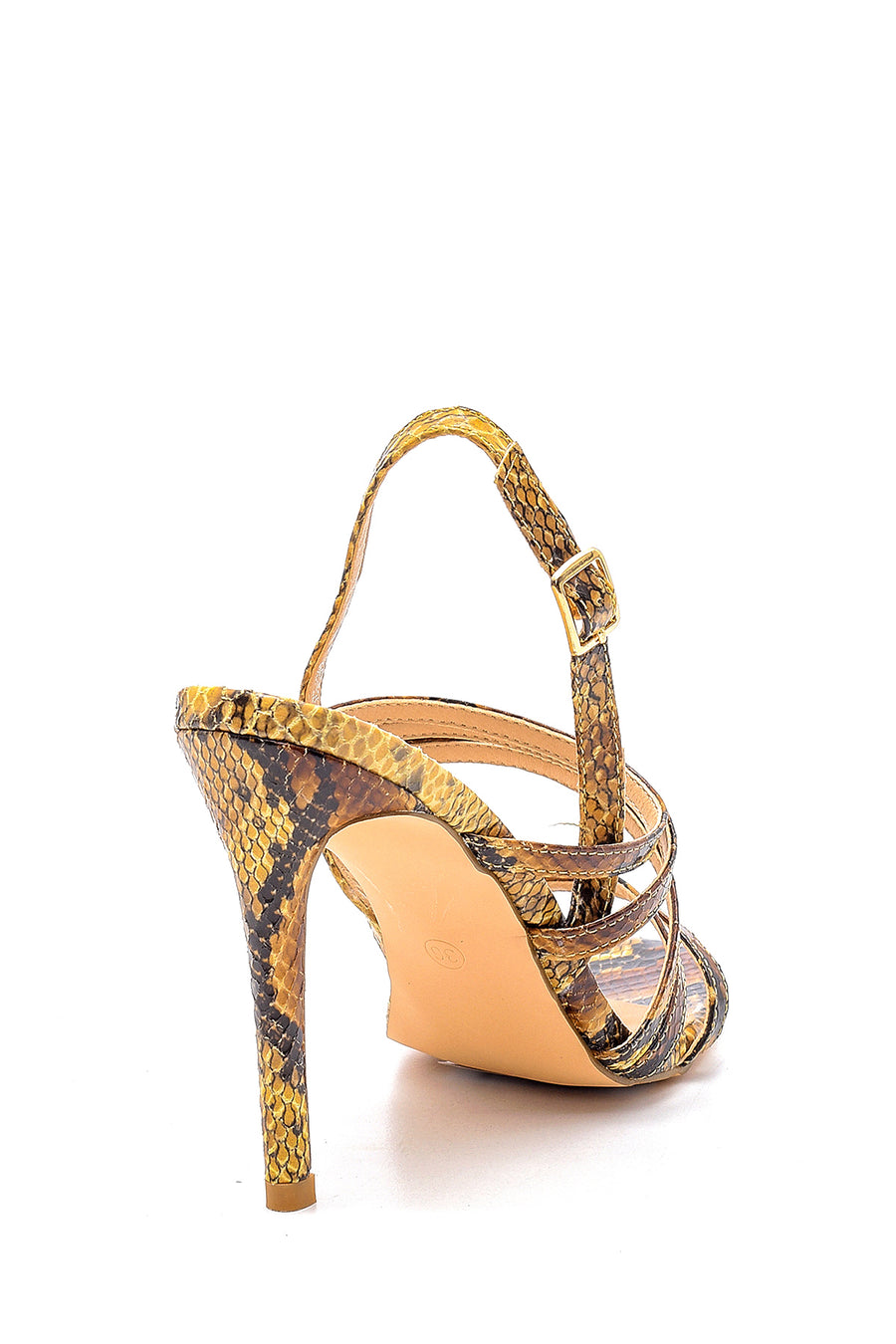 Women's Snakeskin Patterned Heeled Sandals