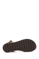 Women's Tan Leather Bodrum Sandals | Derimod