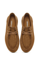 Women's Tan Suede Leather Masculine Shoes | Derimod