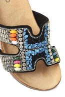 Woman Black Rhinestone Wedge-Heel Slippers | Derimod