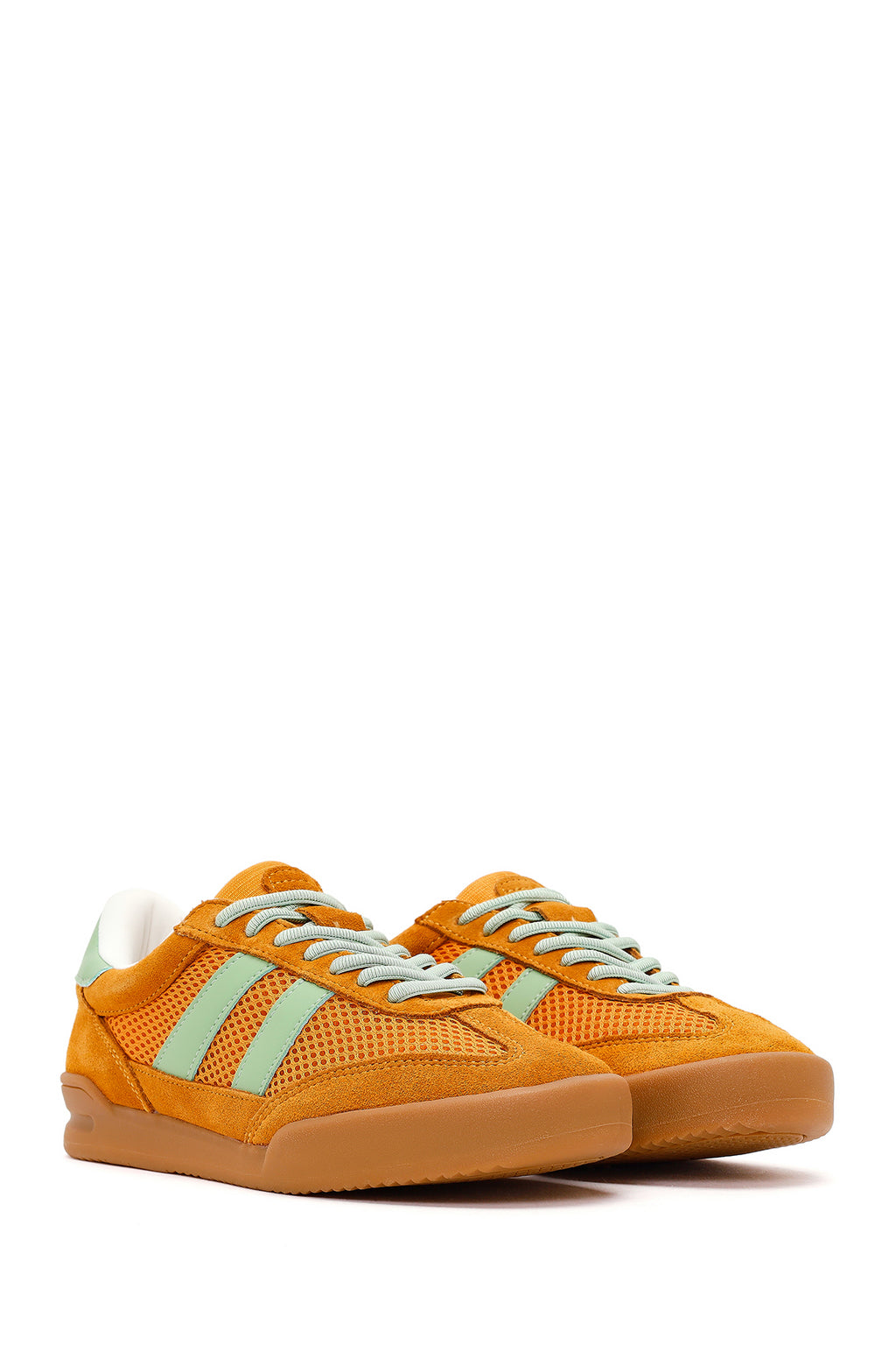 Kadın Turuncu Bağcıklı Deri Sneaker