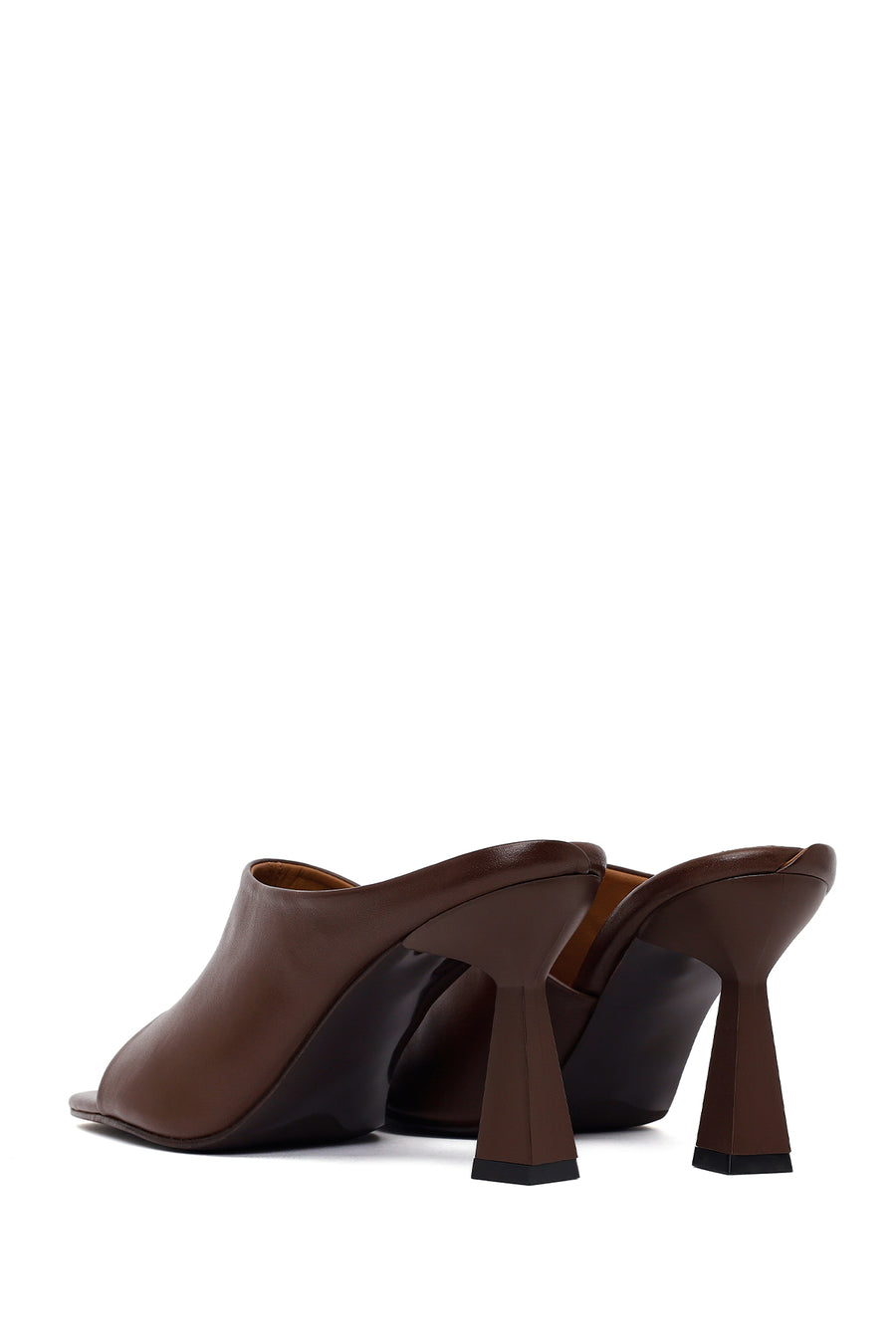 Woman Brown Heeled Leather Slipper