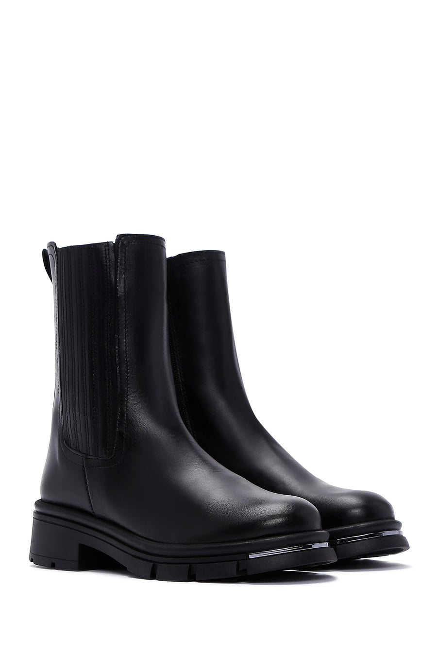 Women's Black Leather Chelsea Boots