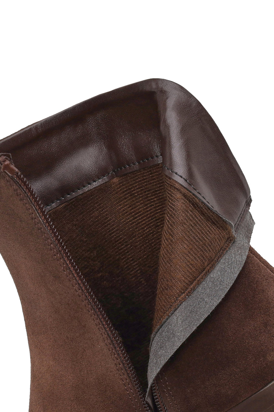 Woman Brown Zip Closure Platform Chunky Heeled Suede Boots