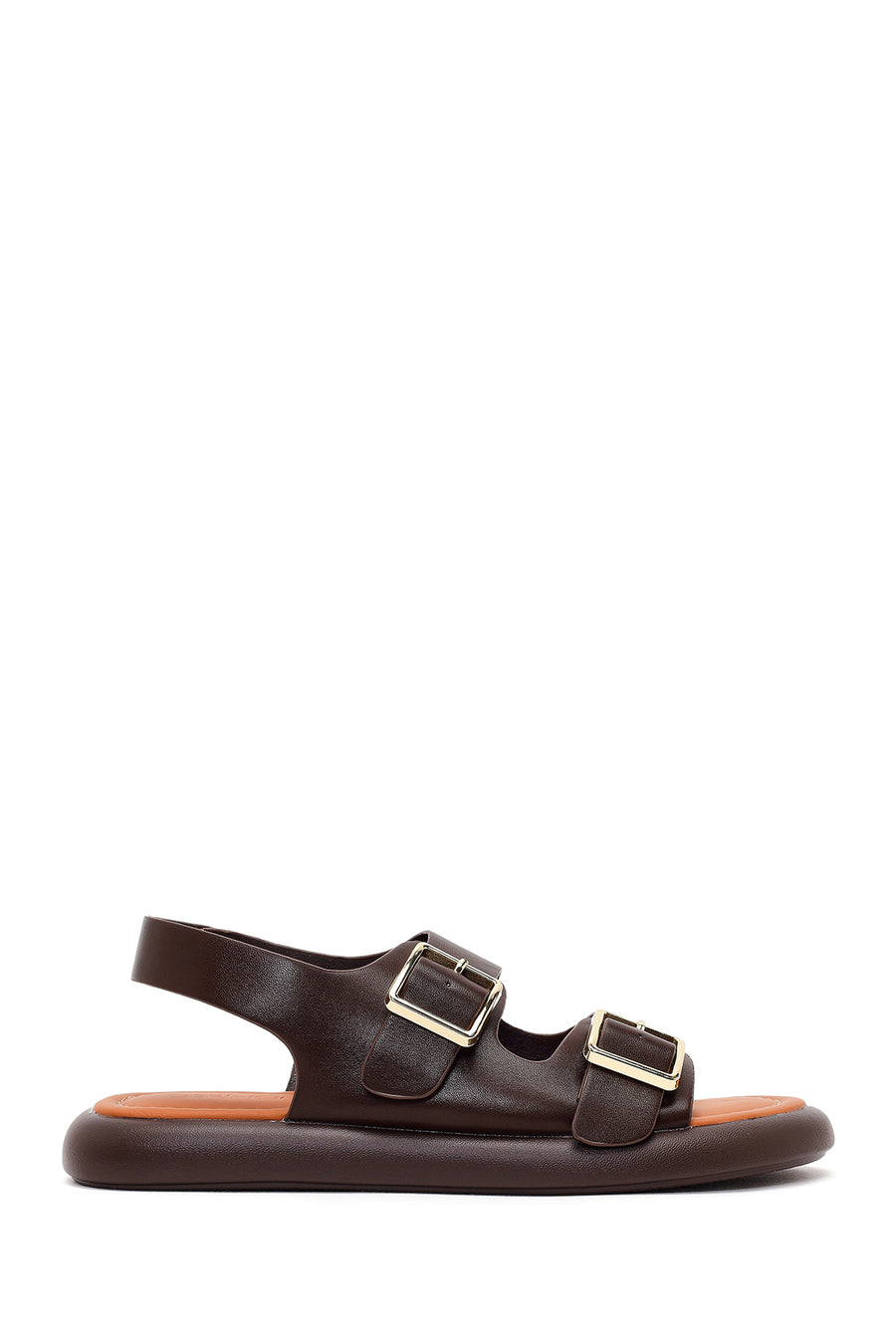 Women's Brown Double Buckle Sandals 26SFE480518 | Derimod