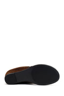 Women's Brown Platform Suede Leather Slippers | Derimod
