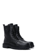 Men's Black Zippered Leather Postal Boots | Derimod