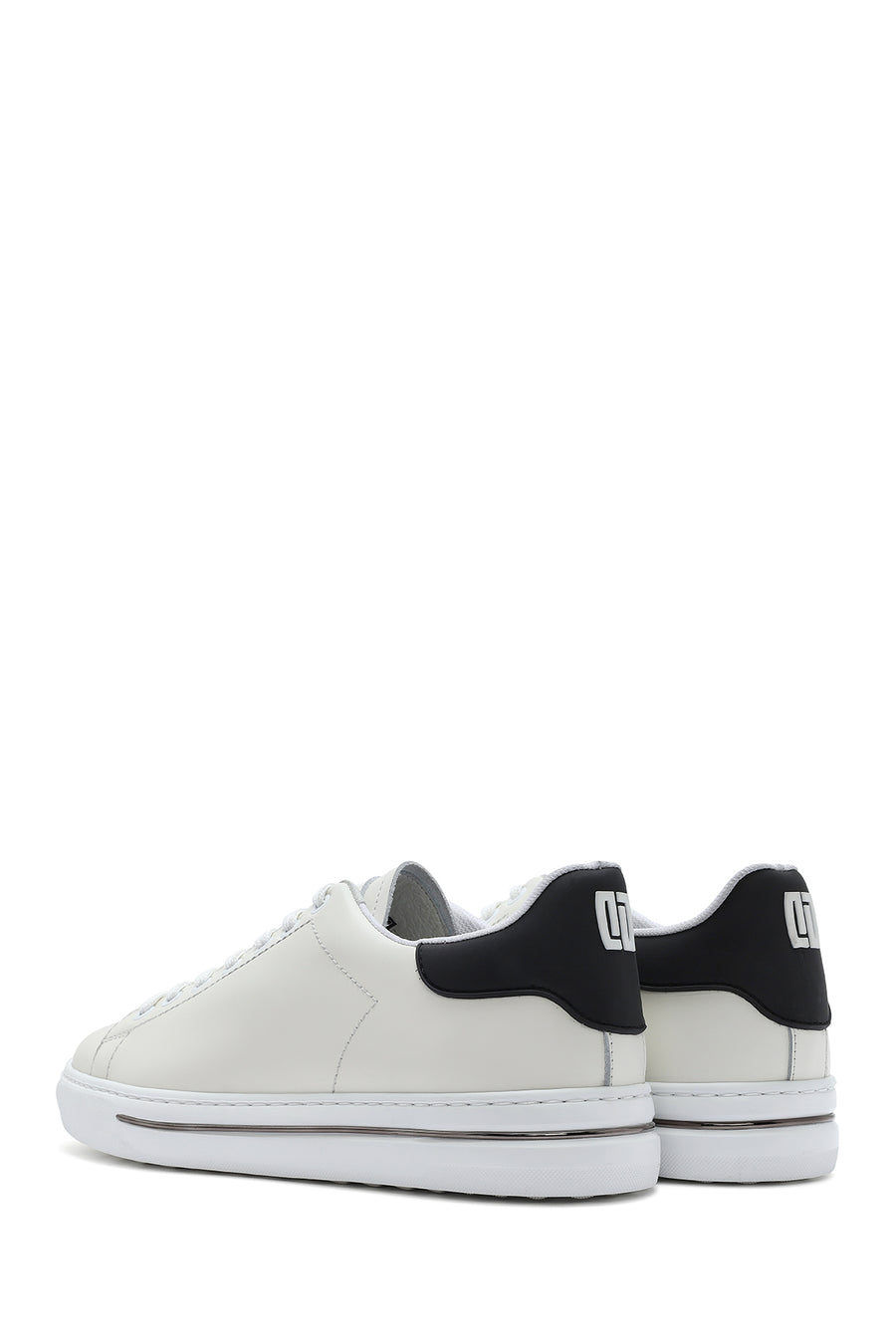 Erkek Beyaz Bağcıklı Deri Sneaker