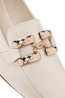 Kadın Beyaz Tokalı Maskülen Loafer | Derimod