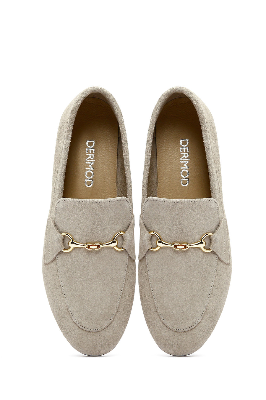 Women's Beige Suede Leather Masculine Loafer