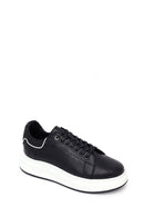 Men's Black Lace-up Thick-Sole Leather Sneaker | Derimod
