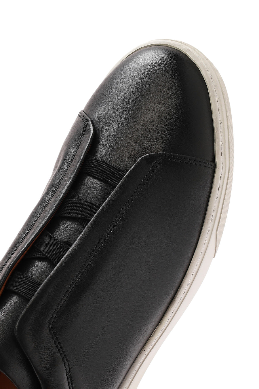 Erkek Siyah Lastikli Deri Sneaker
