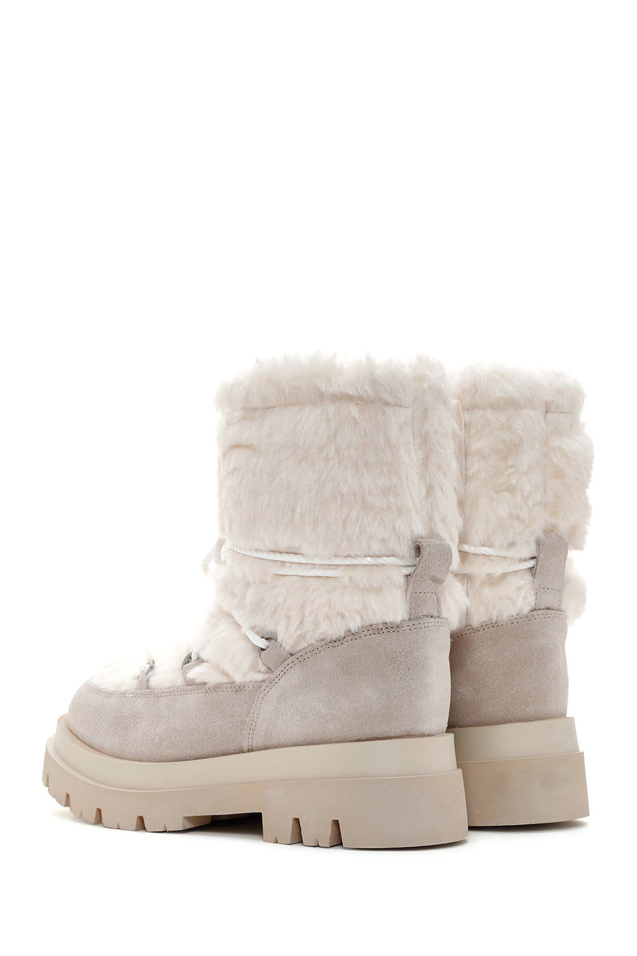 Women's Beige Plush Suede Leather Boots