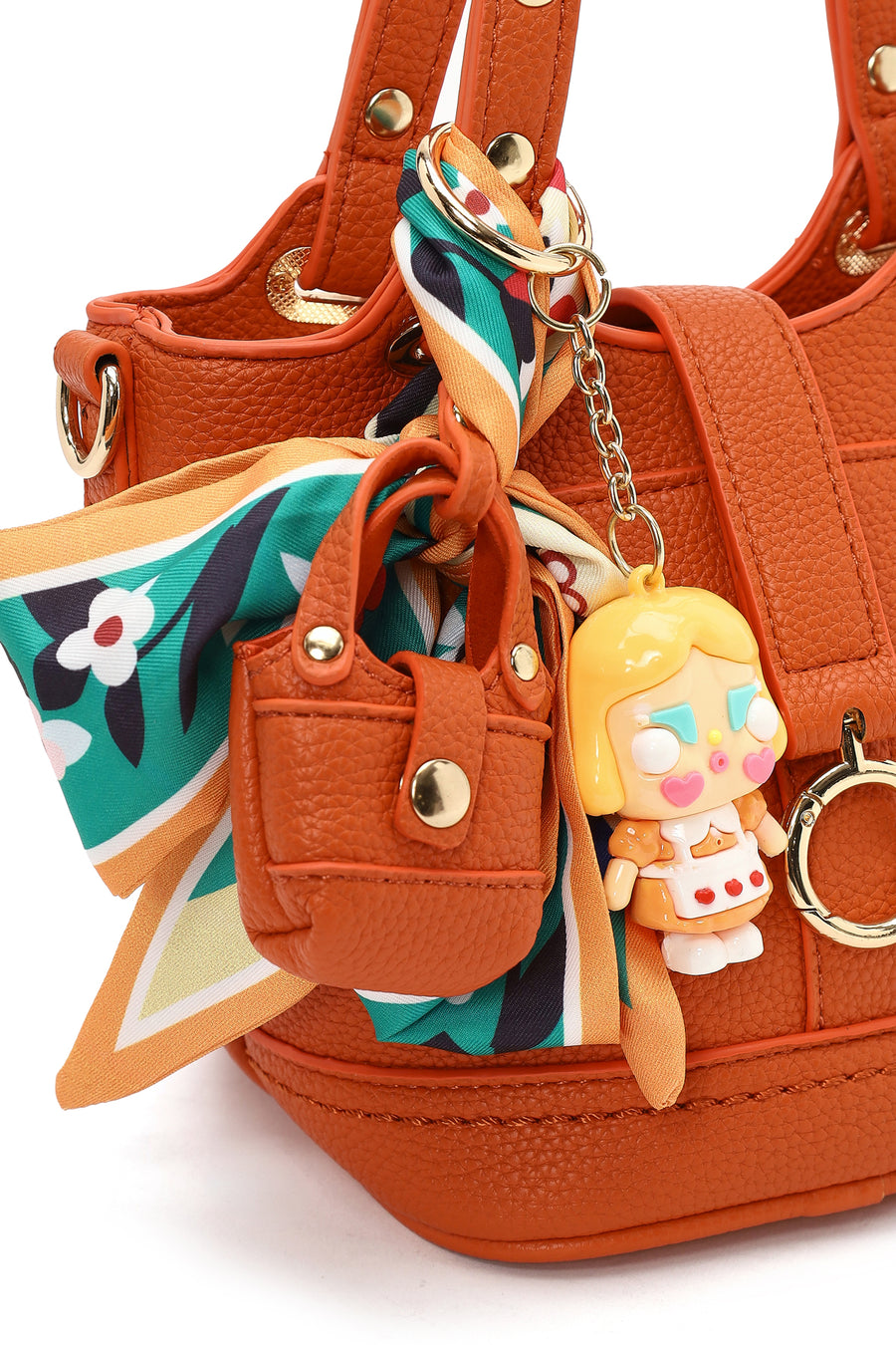 Woman Orange Long-Strap Mini Shoulder Bag