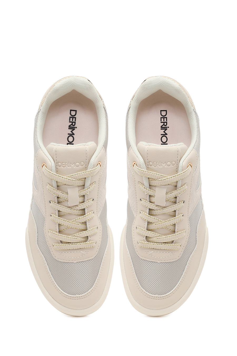 Kadın Bej Bağcıklı Sneaker