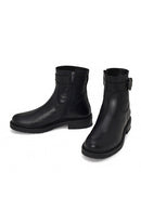Woman Black Buckled Zip Closure Leather Casual Boots | Derimod