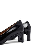 Woman Black Chunky Heels Leather Shoe | Derimod