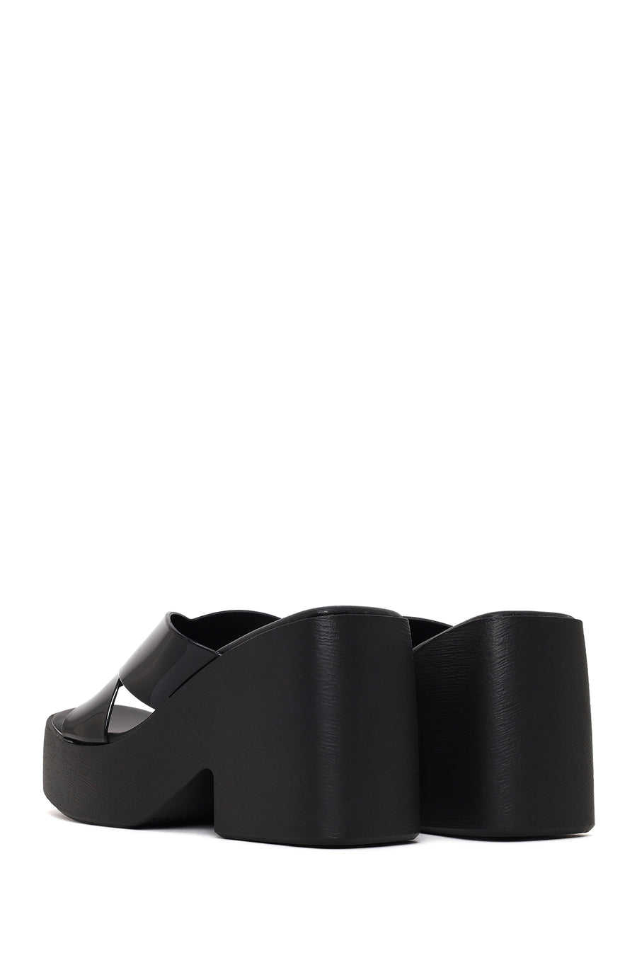 Woman Black Chunky-heeled Platform Jelly Slippers