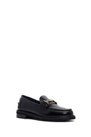 Kadın Siyah Tokalı Deri Maskülen Loafer | Derimod